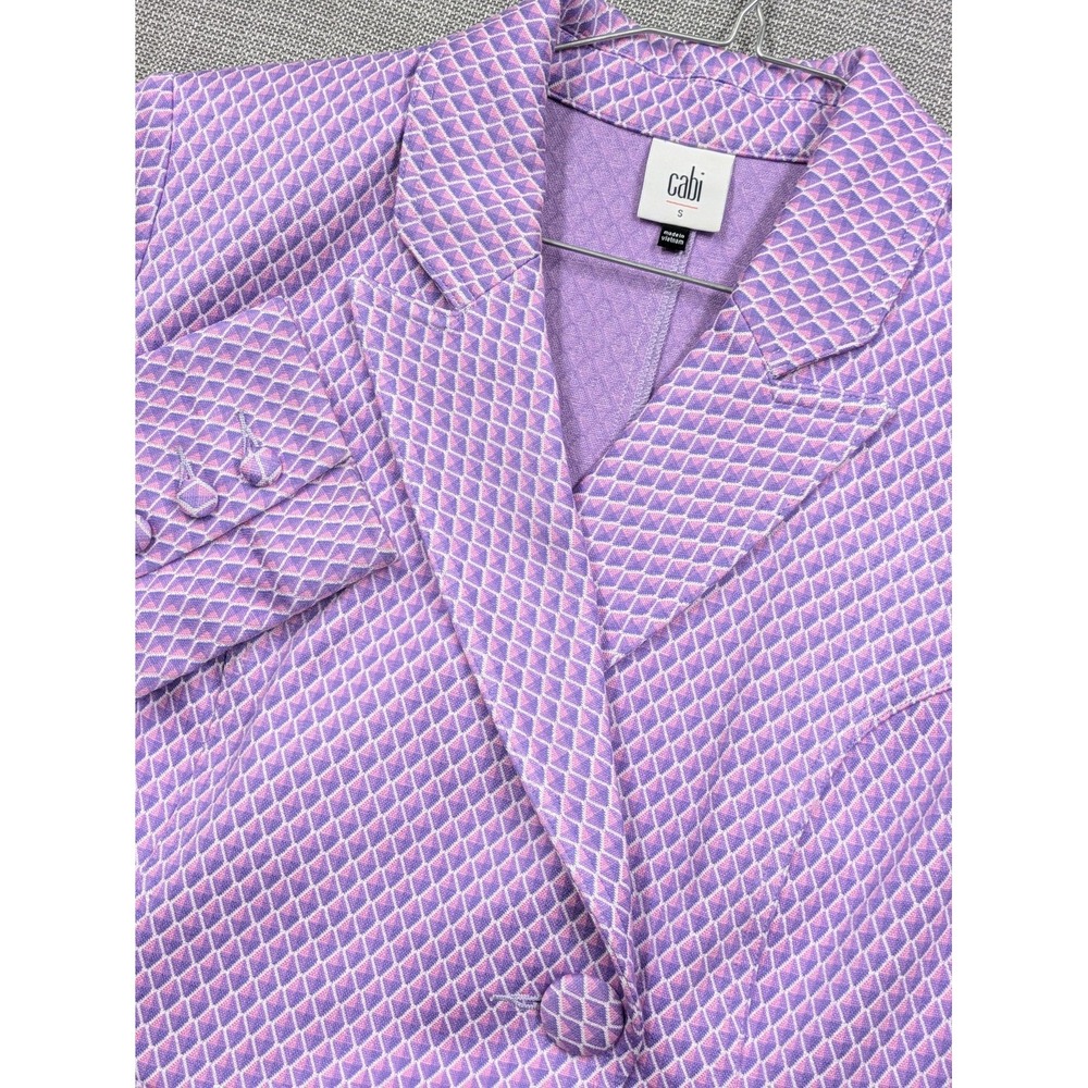CAbi Blazer Womens Small Purple Diamond Jacquard Lined Stretch Workwear Jacket